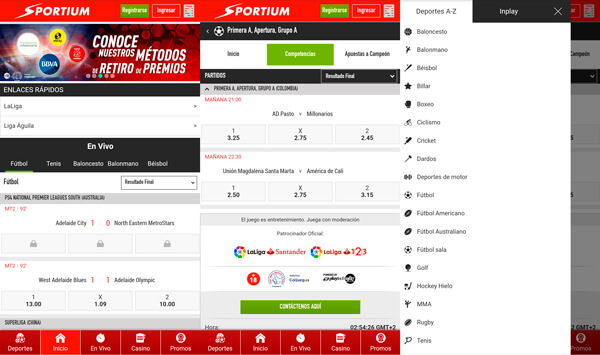 Sportium Apuestas versión móvil