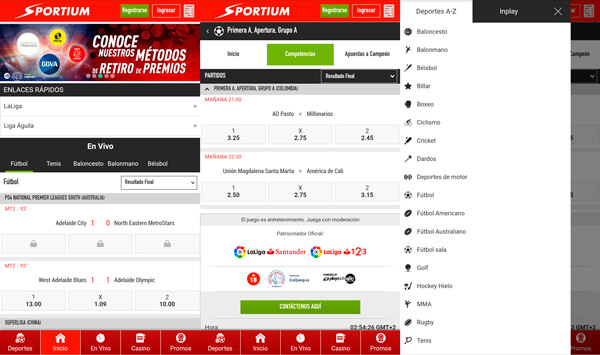 Sportium Apuestas versión móvil