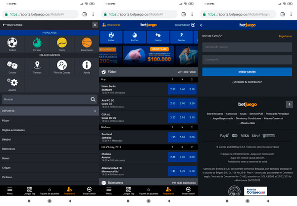 BetJuego apuestas Colombia version móvill