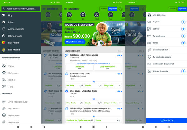 Codere apuestas Colombia version móvill