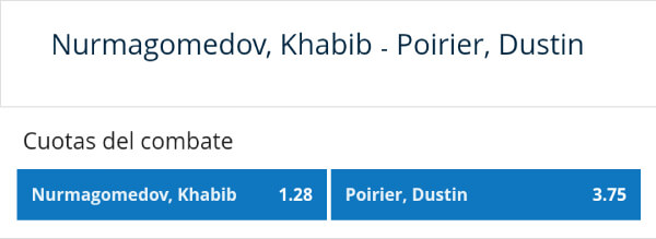 Cuotas de apuestas Rushbet del UFC 242 - Khabib vs. Poirier