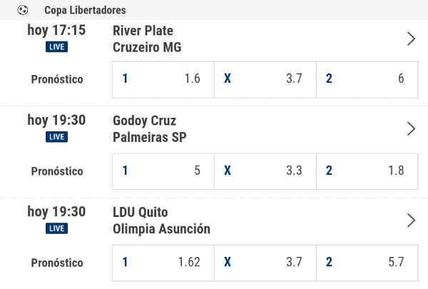 Octavos de Final de la Copa Libertadores 2019 - Cuotas de apuestas en Rivalo