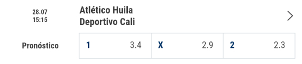 Rivalo cuotas de apuestas de la Liga Aguila Fecha 3 Atletico Huila vs. Deportivo Cali