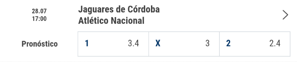 Rivalo cuotas de apuestas de la Liga Aguila Fecha 3 Jaguares vs. Atletico Nacional
