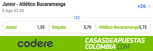 Copa Colombia Apuestas Junior vs Bucaramanga Codere Colombia