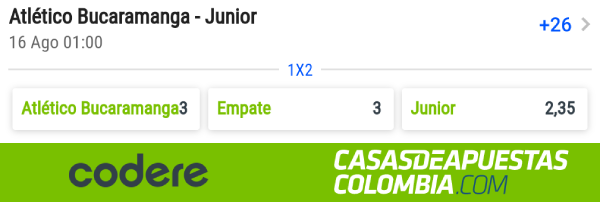 Copa Colombia Atlético Bucaramanga vs Junior Codere Apuestas