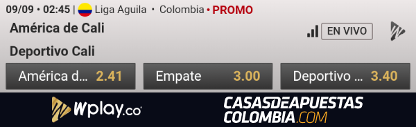 Liga Aguila Fecha 10 - America de Cali vs. Deportivo Cali Apuestas Wplay Colombia