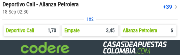 Liga Aguila Fecha 11 - Deportivo Cali vs Alianza Petrolera Apuestas en Codere Colombia