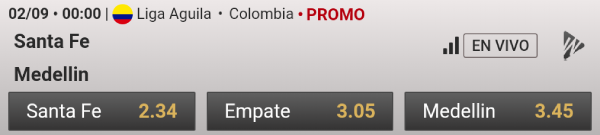 Liga Aguila Fecha 9 Santa Fe vs Independiente Medellin Apuestas Wplay Colombia