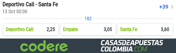Apuestas Deportivo Cali vs Santa Fe - Liga Águila 2019-II