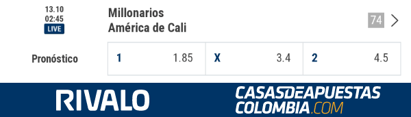Apuestas Millonarios vs América de Cali - Liga Águila 2019-II