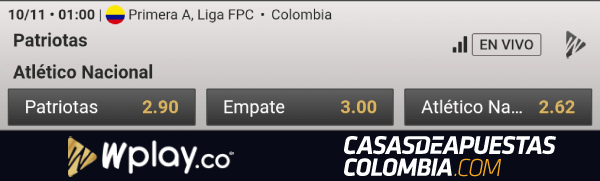 Apuestas Patriotas vs. Atlético Nacional en la Liga Águila 2019-II