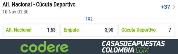 Apuestas Atlético Nacional vs. Cúcuta Deportivo - Liga Águila 2019-II
