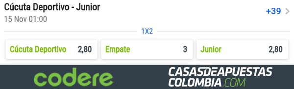 Apuestas Cúcuta Deportivo vs. Junior FC - Liga Águila 2019-II