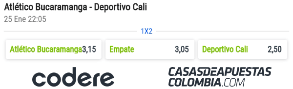 Cuotas de apuestas - Atlético Bucaramanga vs. Deportivo Cali - Liga Águila