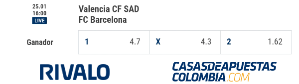 Cuotas de apuestas - Valencia CF vs. FC Barcelona - LaLiga 2019-20