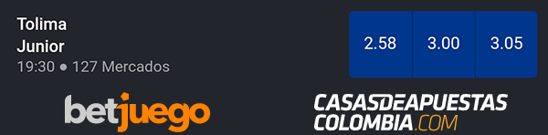 Cuotas de apuestas - Tolima vs Junior - Liga Águila 22/02/20