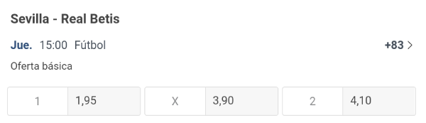 Cuotas de apuestas - Sevilla vs. Betis - 11/06/20