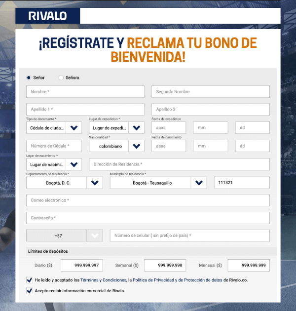 Registrarse en Rivalo Colombia - Guía paso a paso