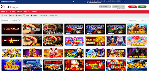 Juegos de Casino AquiJuego Colombia