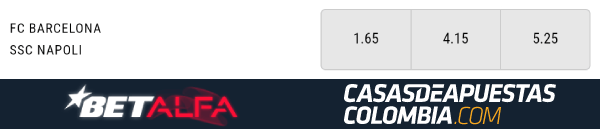 Cuotas de apuestas - Barcelona vs. Napoli - Champions League 08/08/20