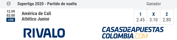 Cuotas de apuestas - América de Cali vs. Junior - Supercopa Colombia 12/09/20