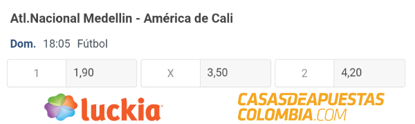 Cuotas de apuestas - Atlético Nacional vs. América de Cali - Liga Betplay 18/10/20