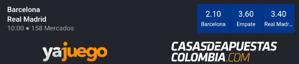 Cuotas de apuestas Barcelona vs. Real Madrid - La Liga 24/10/20