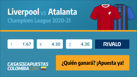 Apuestas Liverpool vs. Atalanta - Champions League 25/11/20
