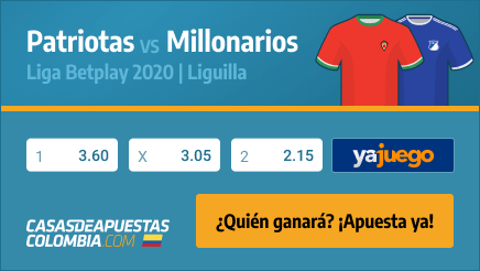 Apuestas Pronosticos Patriotas vs. Millonarios - Liga Betplay 04/12/2020