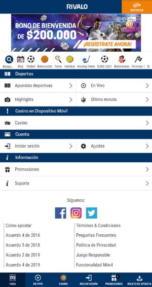 Rivalo Colombia - Apps Apuestas Android iOS