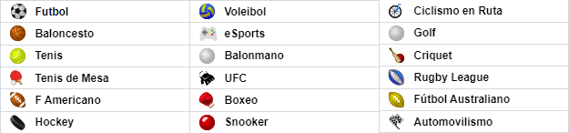 Deportes disponibles en Wplay