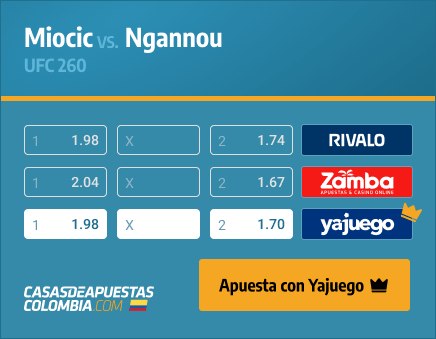 Apuestas Pronósticos Miocic vs. Ngannou - UFC 260 27/03/21
