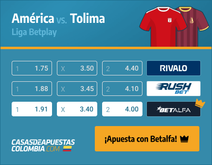 Apuestas Pronósticos América vs. Tolima - Liga Betplay 18/04/21