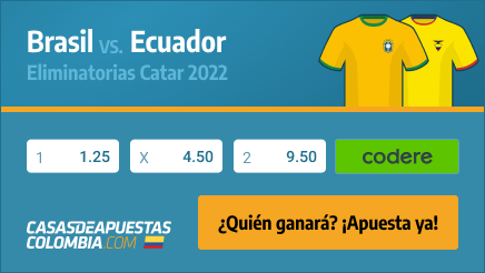 Apuestas Pronósticos Brasil vs. Ecuador 04/06/21 - Eliminatorias Catar 2022 - Casas de apuestas en Colombia