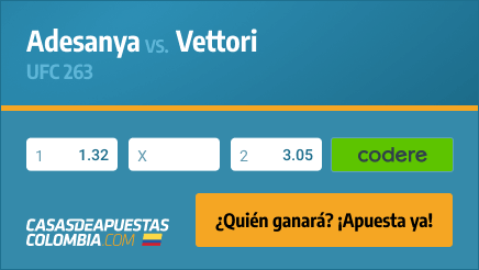 Apuestas y Pronósticos - Adesanya vs. Vettori 2 - UFC 263 - 12/06/21 - Casasdeapuestas-colombia.com