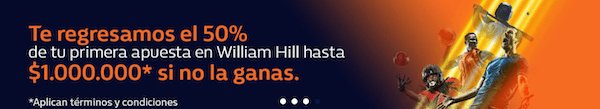 Bono de Bienvenida William Hill - Apuesta gratis de hasta $1.000.000 COP