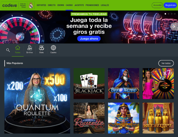 Opinión Codere Colombia - Página de Casino