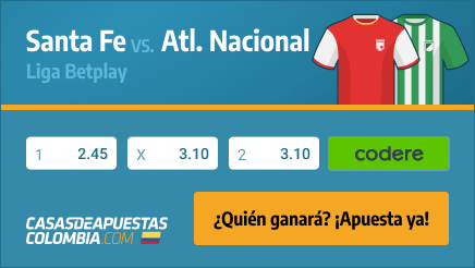 Apuestas Pronósticos Santa Fe vs. Atlético Nacional - Liga Betplay 03/08/21