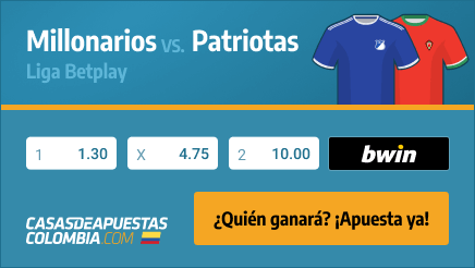 Apuestas Pronósticos Millonarios vs. Patriotas - Liga Betplay 06/09/21