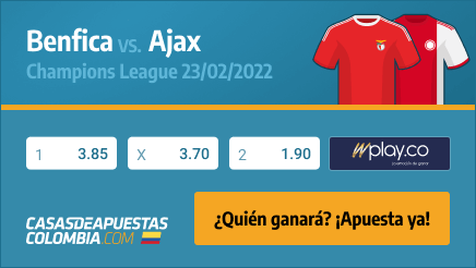 Apuestas Benfica vs. Ajax - Champions League 23/02/2022 - Pronósticos en casasdeapuestas-colombia.com