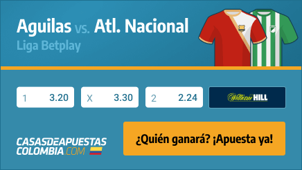 Apuestas Aguilas Doradas vs. Atlético Nacional en la Liga Betplay 17/04/22 en casasdeapuestas-colombia.com