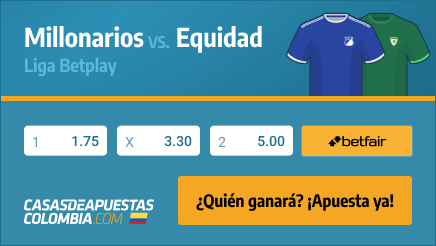 Apuestas Millonarios vs. La Equidad - Liga Betplay 08/04/22 en casasdeapuestas-colombia.com