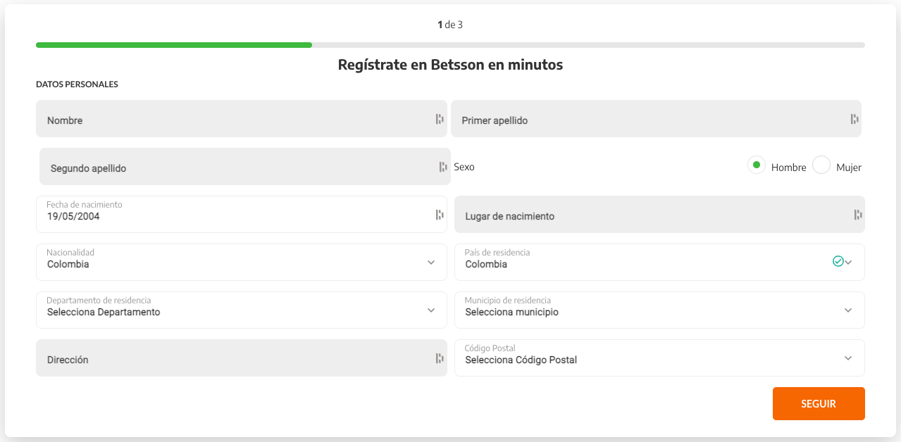 Registrarse en Betsson