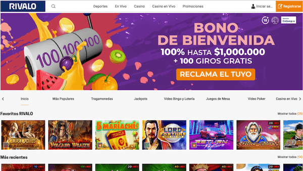 Rivalo Colombia Casino Homepage