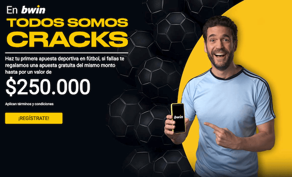 Regístrate con Bwin Colombia - Todos somos cracks - $250.000 COP