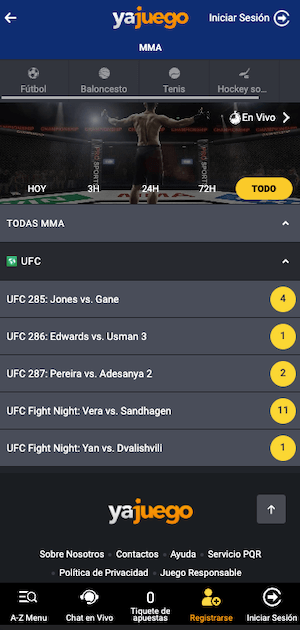Apuestas en la UFC - Yajuego Colombia