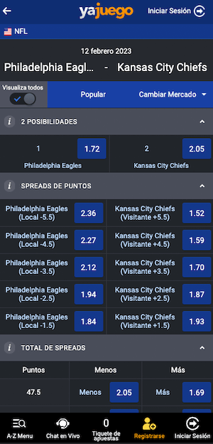 Cuotas de apuestas Super Bowl 2023 Yajuego Colombia