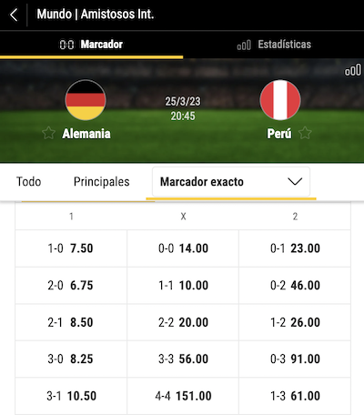 resultado exacto alemania vs peru pronostico