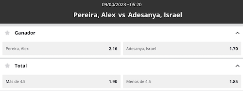 apuestas pereira vs adesanya ufc 287